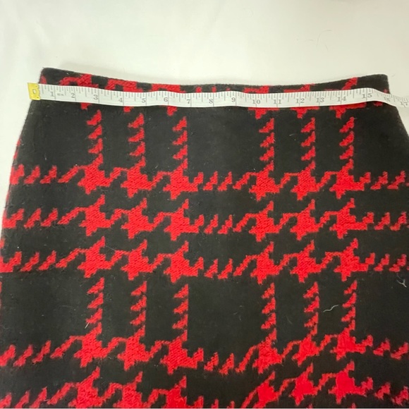 Talbots Red and Black Modern Houndstooth Pencil Skirt Wool Blend 8 - Picture 8 of 11